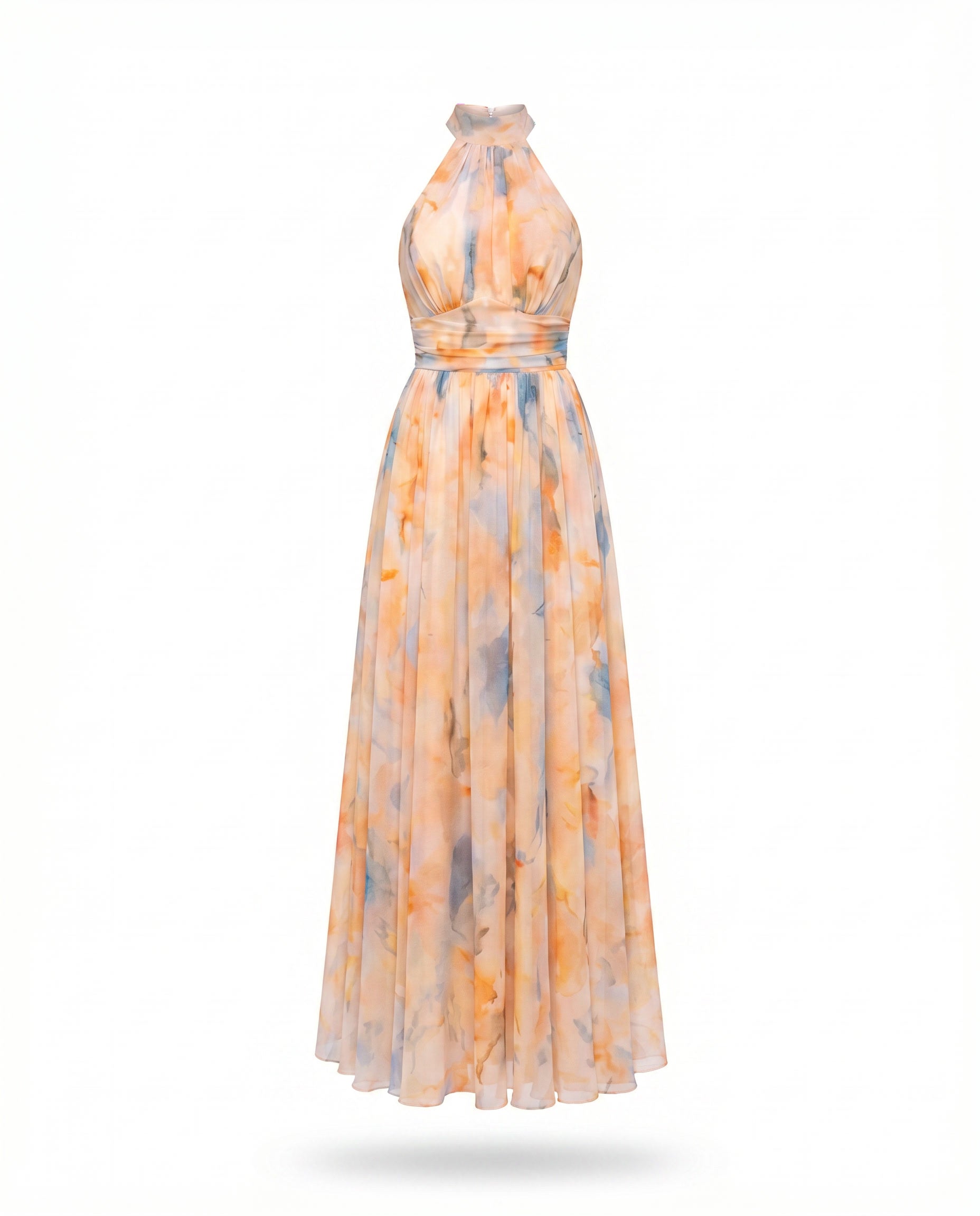 Sophie – Sukienka Maxi z Wiązaniem na Szyi w Pastelowych Odcieniach